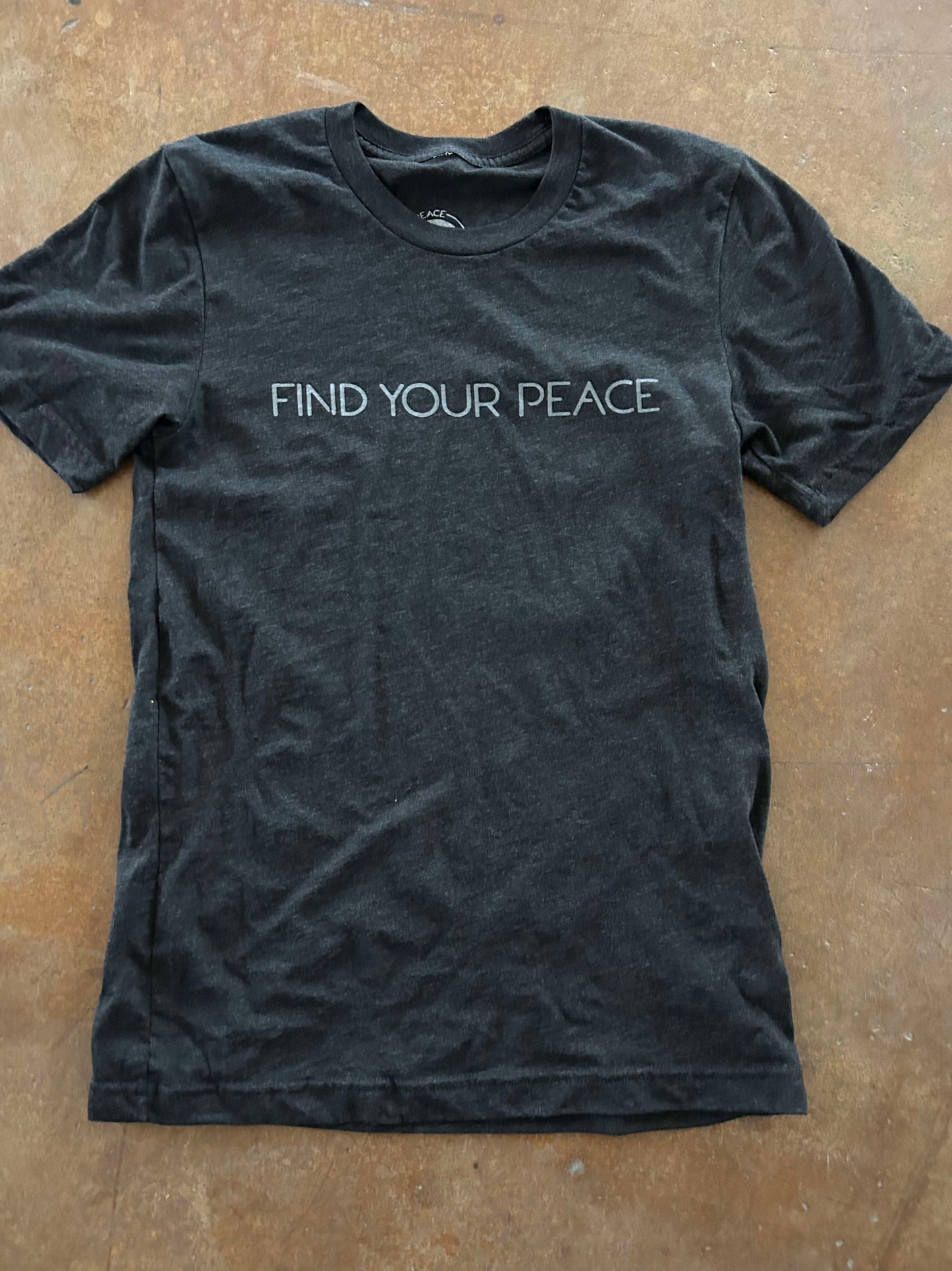 Unisex Charcoal Black " find Your Peace " Tee- Peace shirt.